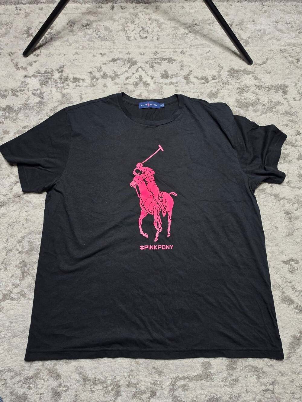 Ralph Lauren Pink Pony Walk T-Shirt Size XL Black Graphic